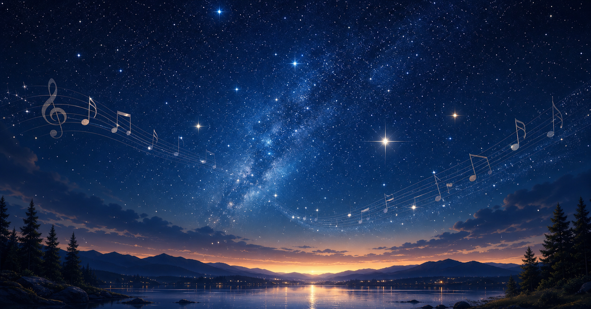 songs about stars — a bright starry night sky full of stars