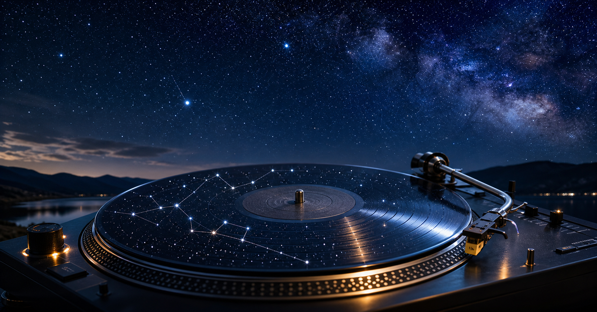songs about stars — the Milky Way arching over a dark night landscape