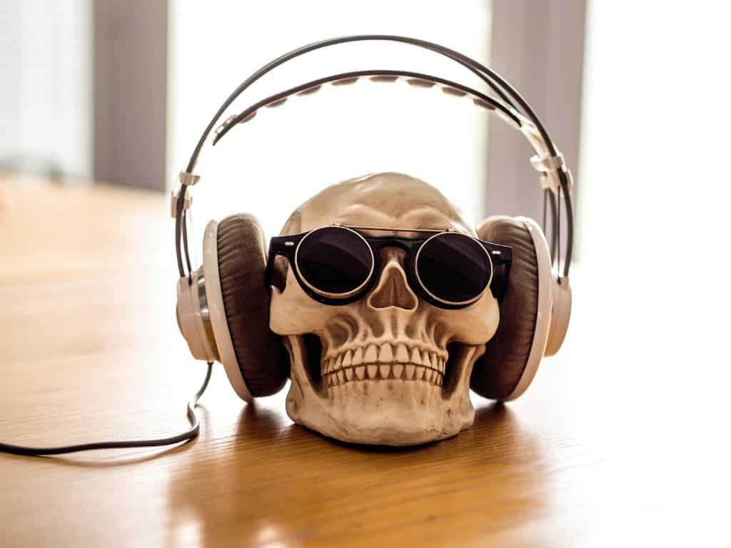 It's a clever image of a skull wearing a headset.