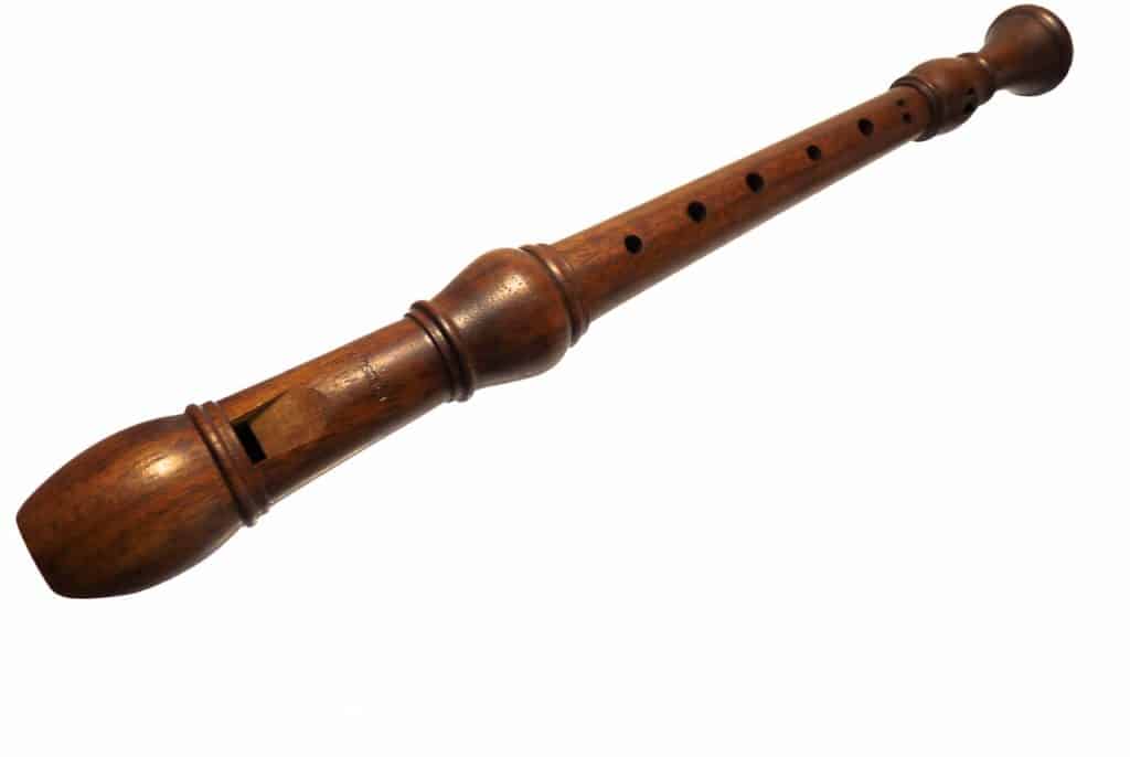 A wooden recorder instrument