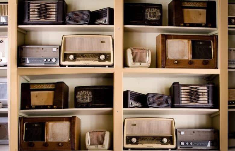 A collection of vintage-style radios