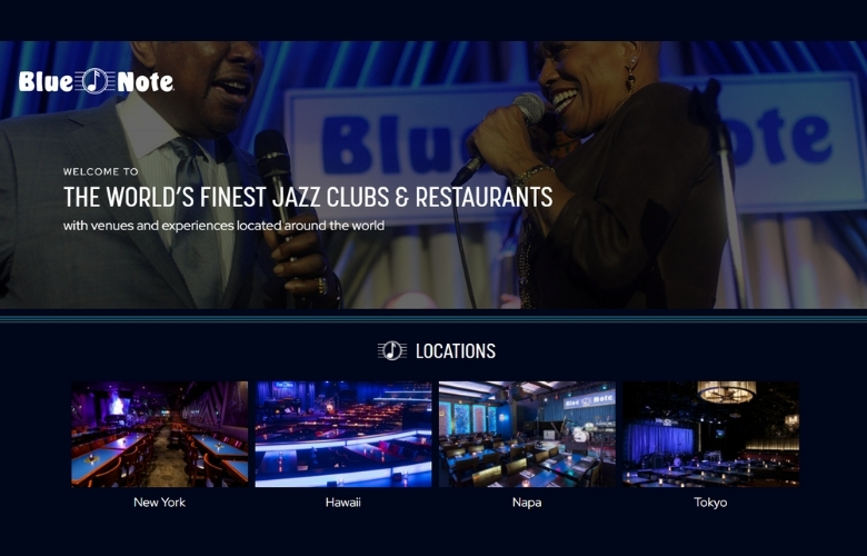 Blue Note Jazz Club website homepage