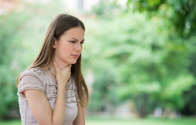 Woman looks frustrated because she can't sing in falsetto