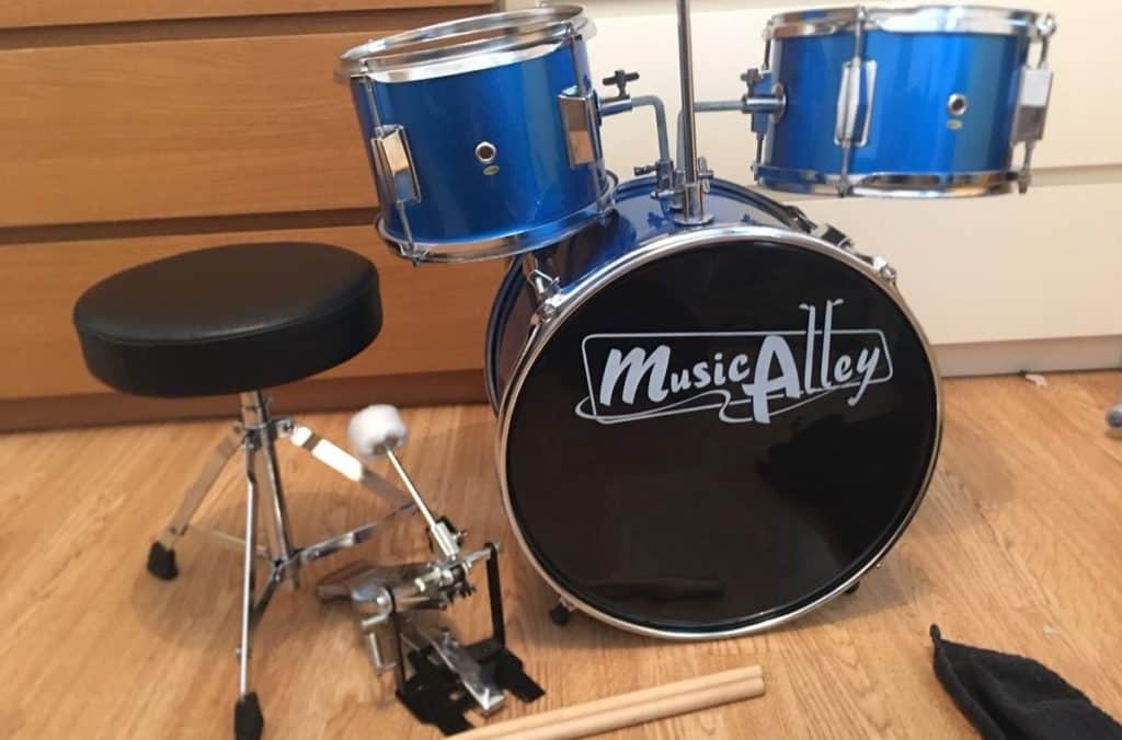 The cheapest drum set costs a little less than $100. 