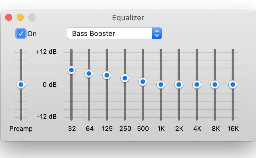 The "Bass" frequency lever then follows it at a slightly lower level.