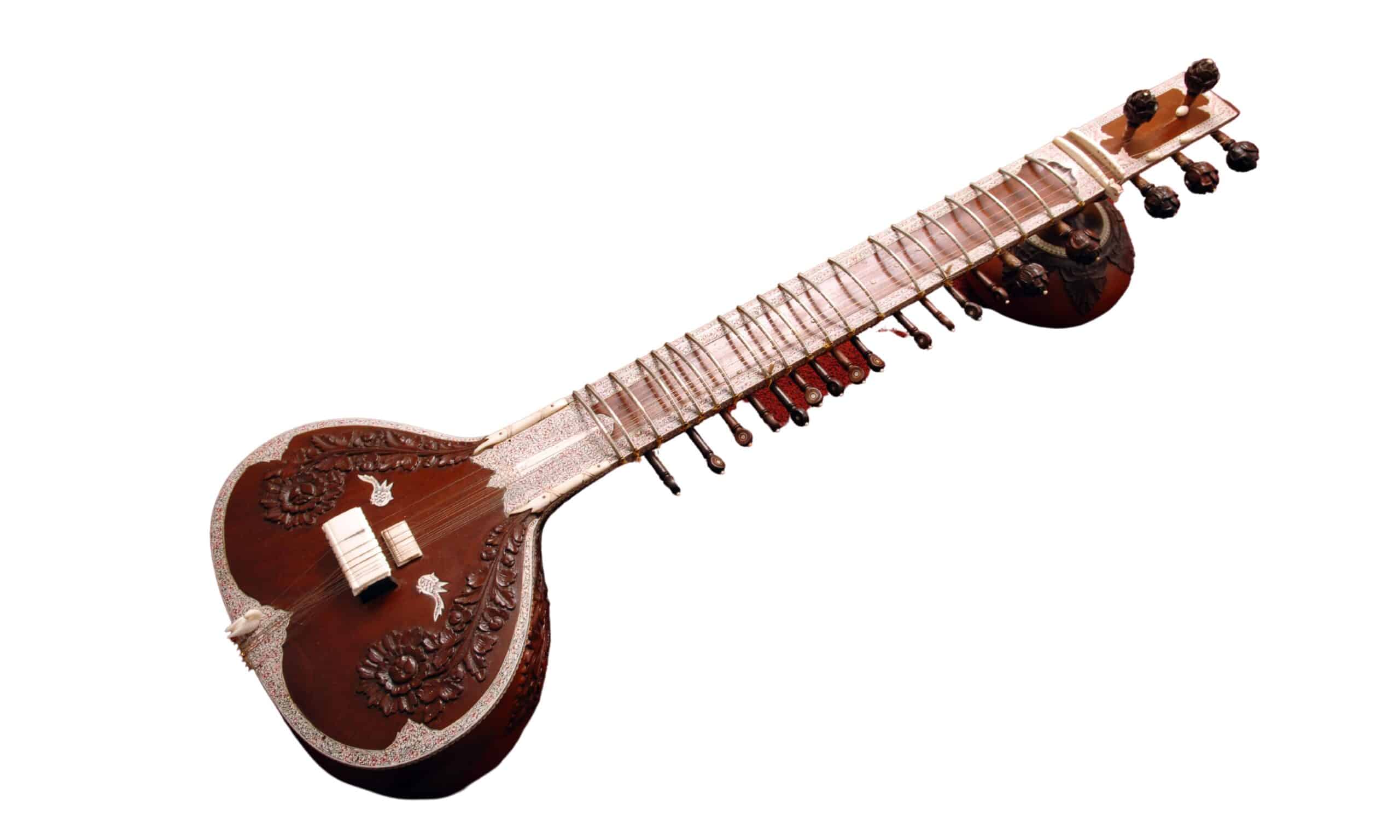 Sitar Music Instrument Isolated On Clear Background.
