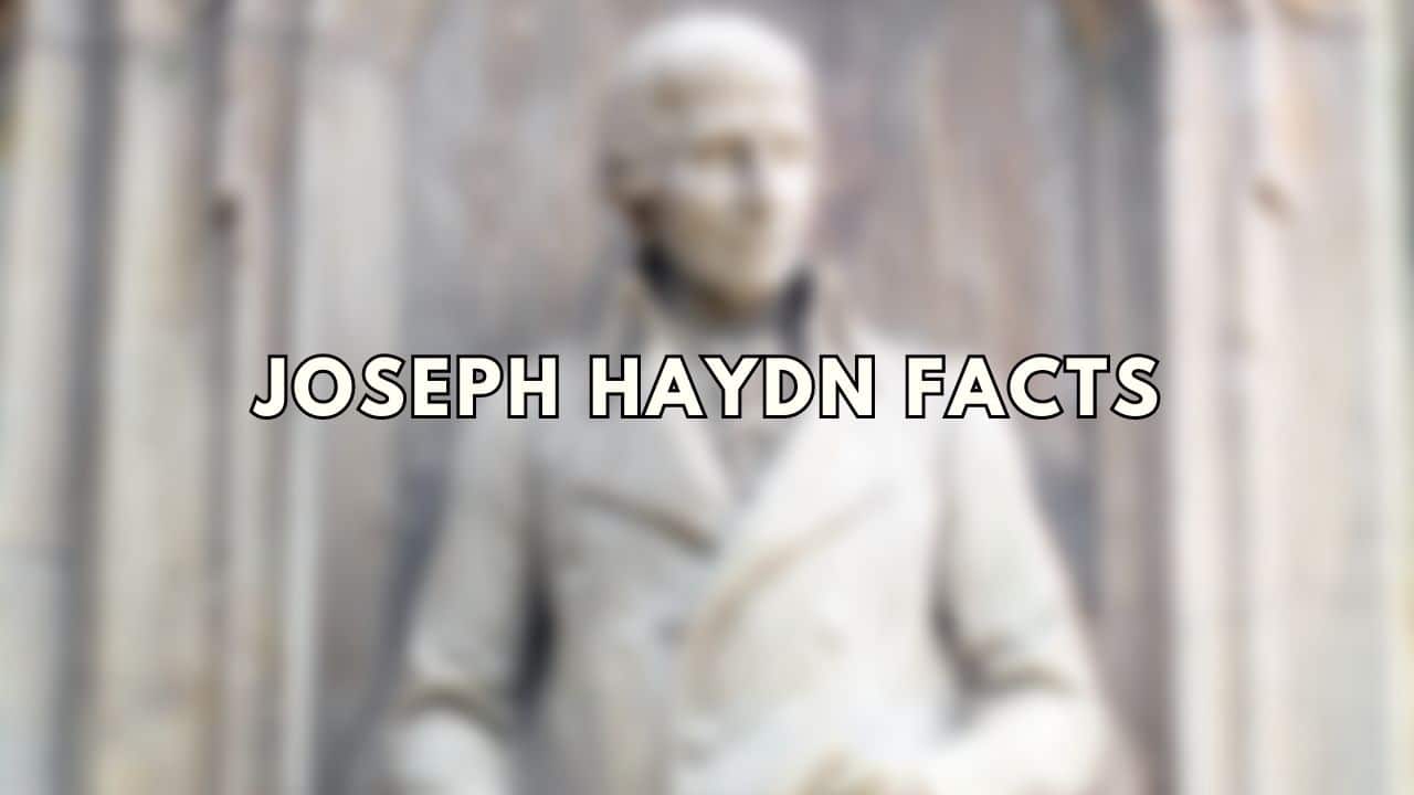 Blurred photo of Joseph Haydn statue with Joseph Haydn facts text overlay